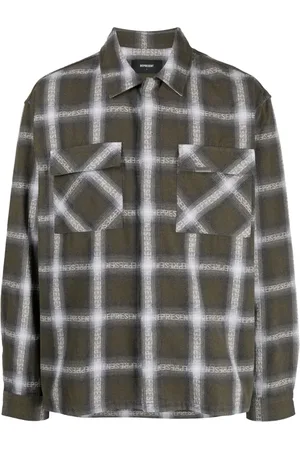Represent Logo plaid-print cotton-blend shirt