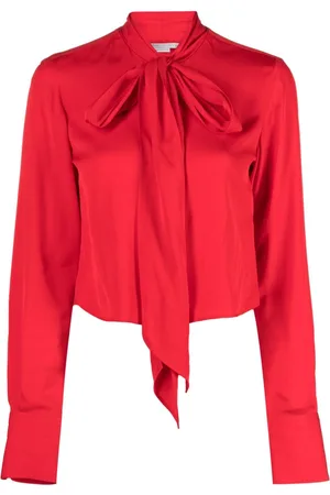 Stella McCartney Pussy-bow collar cropped shirt