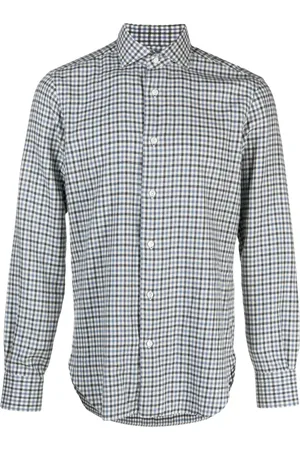 BARBA Fine-check cotton flannel shirt