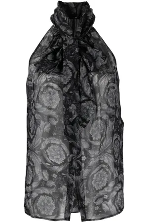VERSACE Barocco-print silk blouse