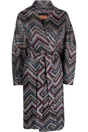 Missoni Zigzag sequin-embellished belted coat