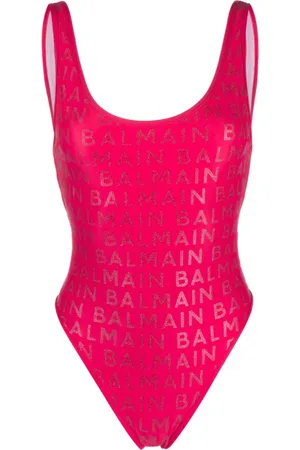 Balmain Logo-print scoop-neck swimsuit