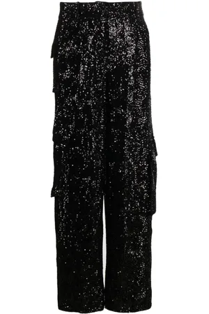 ROTATE High-waist sequined cargo trousers