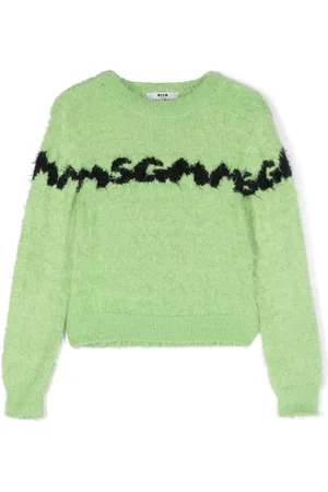 Msgm Intarsia-knit logo brushed jumper