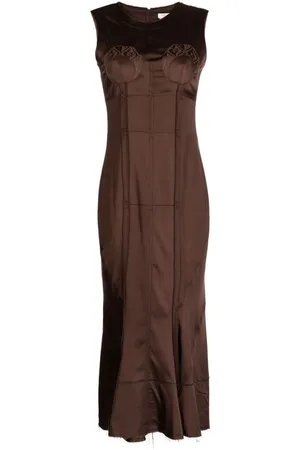 Marine Serre Moonogram-jacquard sleeveless mididress