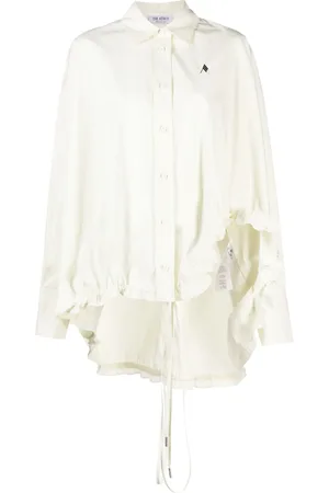The Attico Logo-embroidered asymmetric cotton shirt