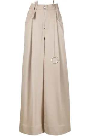 The Attico Embellished wide-leg wool trousers