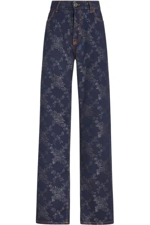 Etro Floral-jacquard straight-leg jeans