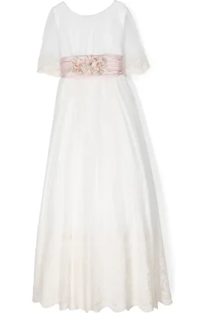 Amaya Floral-appliqué tulle communion dress