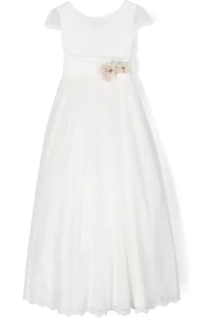 Amaya Floral-appliqué tulle communion dress