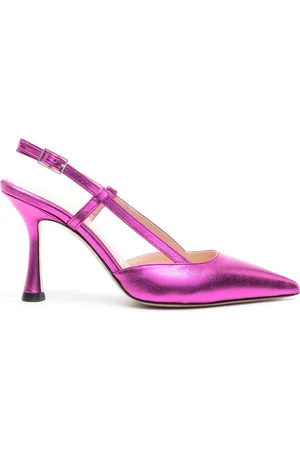 P.A.R.O.S.H. Pointed-toe metallic-leather slingback pumps