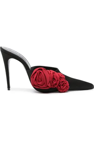 MAGDA BUTRYM 105mm flower-appliqué satin mules