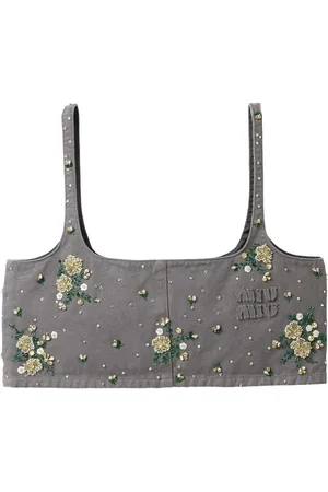 Miu Miu Floral-embellished crop top