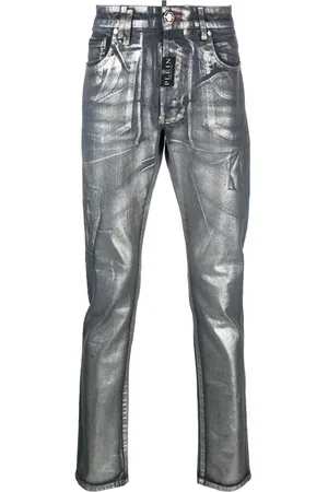 Philipp Plein Metallic-effect straight-leg jeans