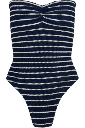 Hunza G Brooke strapless seersucker swimsuit