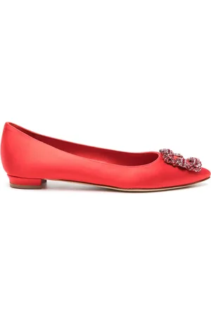 Manolo Blahnik Hangisi 10mm satin ballerina shoes
