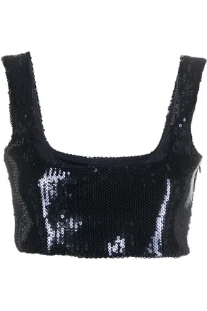 GALVAN Sequin-embellished crop top