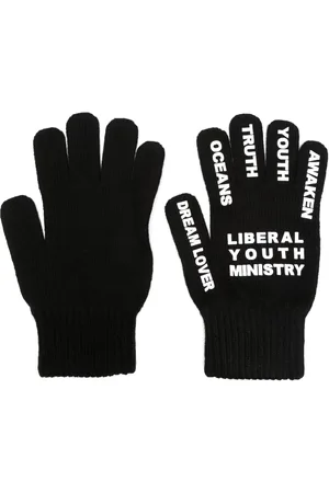 Liberal Youth Ministry Knitted logo-print gloves