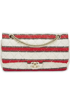 CHANEL 2009 Classic Flap striped shoulder bag
