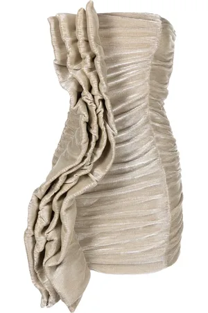 ROTATE Ruched plissé minidress