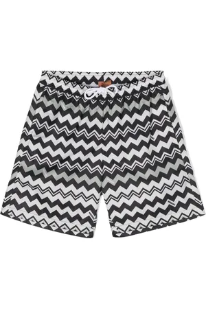 Missoni Two-tone zigzag drawstring swim shorts