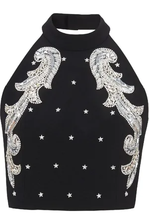 Balmain Baroque embroidered crop top