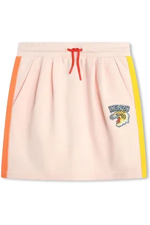 Kenzo Varsity Tiger-appliqué drawstring cotton skirt