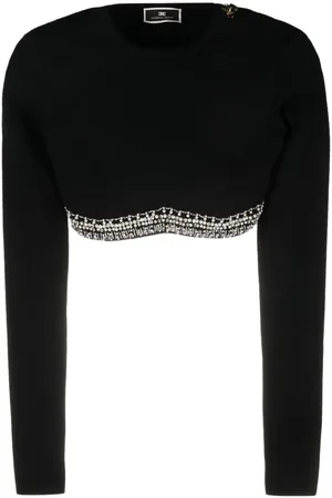 Elisabetta Franchi Rhinestone-embellished cropped blouse