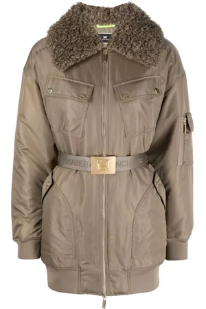 Elisabetta Franchi Aviator satin-finish belted jacket