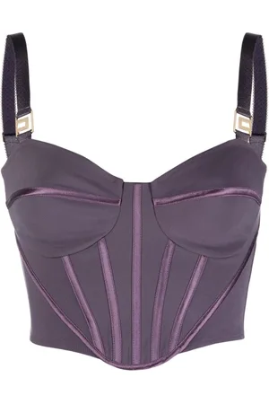 Elisabetta Franchi Satin-trim bustier cropped top