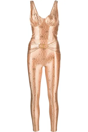 Elisabetta Franchi All-over logo print belted jumpsuit