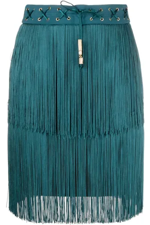 Elisabetta Franchi Fringed tie-waist miniskirt