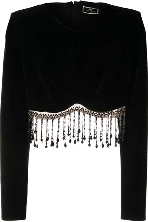 Elisabetta Franchi Bead-embellished crop top