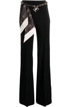 Elisabetta Franchi Scarf-detail palazzo trousers