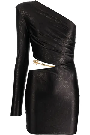Elisabetta Franchi Monogram-jacquard cut-out minidress
