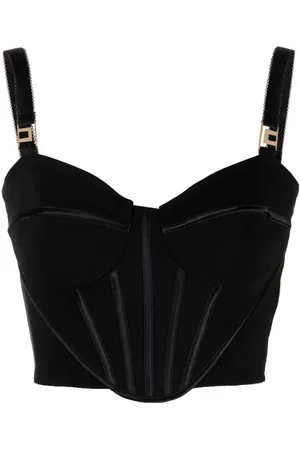 Elisabetta Franchi Satin-trim bustier cropped top