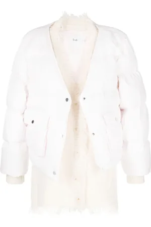 B+AB Layered frayed puffer jacket