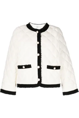 B+AB Contrasting-trim frayed quilted jacket