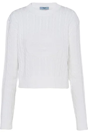 Prada Logo-intarsia cable-knit jumper
