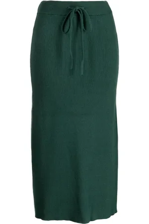 Chocoolate Logo-embroidered ribbed midi skirt