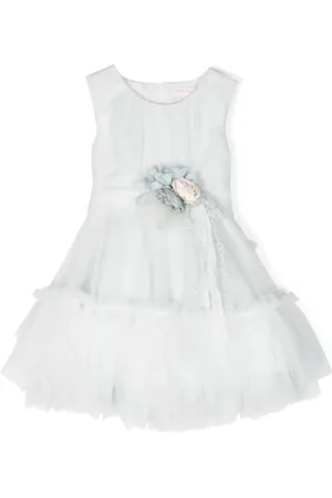 Mimilù Floral appliqué ruched-detail dress