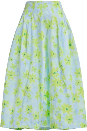 Marni A-line floral-print cotton midi skirt