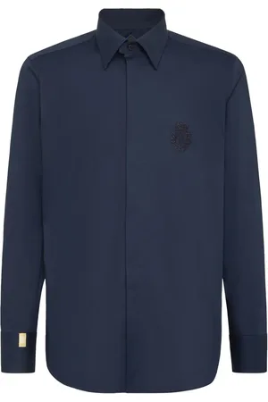 BILLIONAIRE Logo-embroidered stretch-cotton shirt