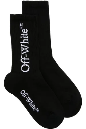 OFF-WHITE Intarsia-knit logo ribbed-knit socks