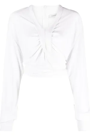 CHRISTOPHER ESBER Carved crossover-detailing cropped blouse