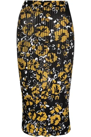 Lanvin Floral-pattern ribbed-knit midi skirt