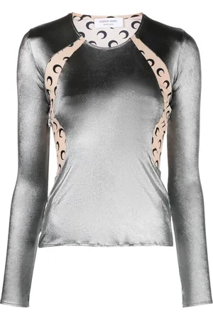 Marine Serre Crescent Moon-panelled jersey top