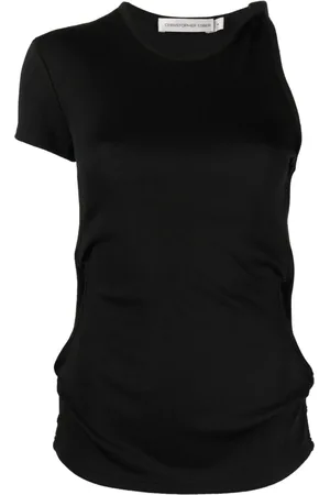 CHRISTOPHER ESBER Twist-detail asymmetric ribbed T-shirt