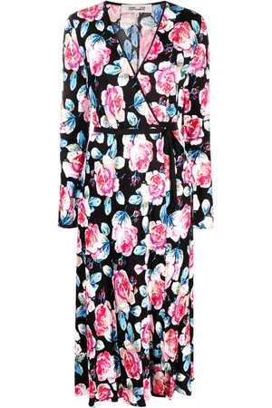 Diane von Furstenberg Anika rose-print midi wrap dress