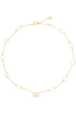 Dolce & Gabbana Logo-plaque crystal-embellished necklace